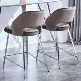 Bar Chair.Dining Chair.Stylish and Comfortable Velvet Bar Stool.with High-Density Foam Chair,Durable Electroplated Metal Legs,and Stable Structure for (Color: as Pic)