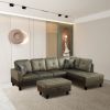 Taupe Flannel And PVC 3-Piece Couch Living Room Sofa Set