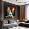 Hand Painted Oil Painting Original Romantic Cityscape Oil Painting On Canvas Large Wall Art Abstract Colorful Forest Painting Custom Tree Painting Bed