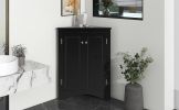 Triangle Bathroom Storage Cabinet with Adjustable Shelves;  Freestanding Floor Cabinet for Home Kitchen