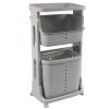 Laundry Basket Plastic Hamper 2-Tier Storage Sorter Hampers with Wheels for Kitchen Bedroom Bathroom Free Standing Storage Baskets Gray