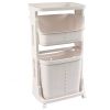 Laundry Basket Plastic Hamper 2-Tier Storage Sorter Hampers with Wheels for Kitchen Bedroom Bathroom Free Standing Storage Baskets Gray