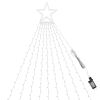 Christmas Hanging Waterfall String Light with Topper Star IP65 Waterproof Outdoor Plug In Fairy Waterfall Tree Light with 8 Lighting Modes Timer Memor