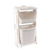 Laundry Basket Plastic Hamper 2-Tier Storage Sorter Hampers with Wheels for Kitchen Bedroom Bathroom Free Standing Storage Baskets Gray