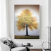 Hand Painted Oil Painting Original Tree Painting on Canvas Large Abstract Gold Big Tower Tree Landscape Acrylic Oil Painting Modern Living Room Wall A