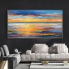 Hand Oil Painting Canvas Wall Art Decoration Abstract Seascape Painting Colorful Seaside Sunset for Home Living Room hallway bedroom luxurious decorat