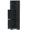 Tall Bathroom Corner Cabinet;  Freestanding Storage Cabinet with Doors and Adjustable Shelves;  MDF Board