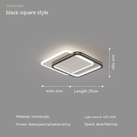 Modern Led Ceiling Light Bedroom Aisle (Option: Black Square-Three Colors)