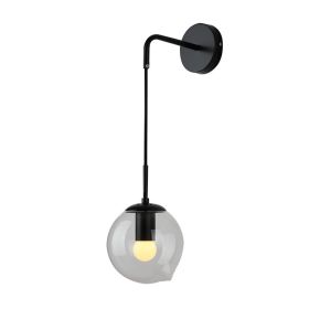 Nordic Glass Wall Lamp Living Room Bedroom Bedside Corridor Aisle (Option: Black Without Light Source-150mm Smoky Gray Glass)