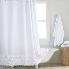 Fashion And Environment-friendly Polyester Fabrics Thickened Shower Curtain (Option: White Small Flower Edge-200CM Wide X200CM High)